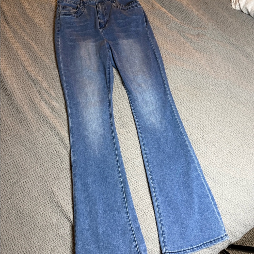 SHEIN Denim Blue Wide Leg Jeans